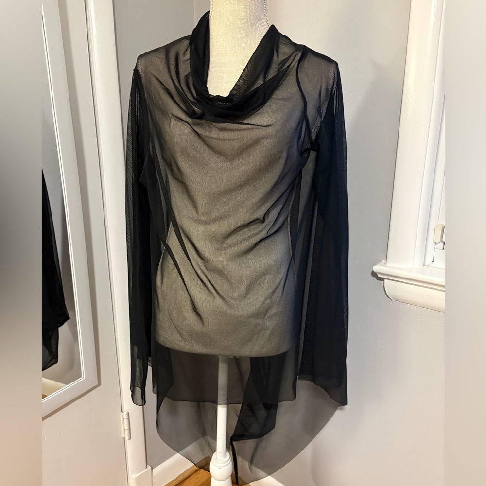 Marcella NYC, NWT! Veronica Sheer Black Mesh Tunic, Medium